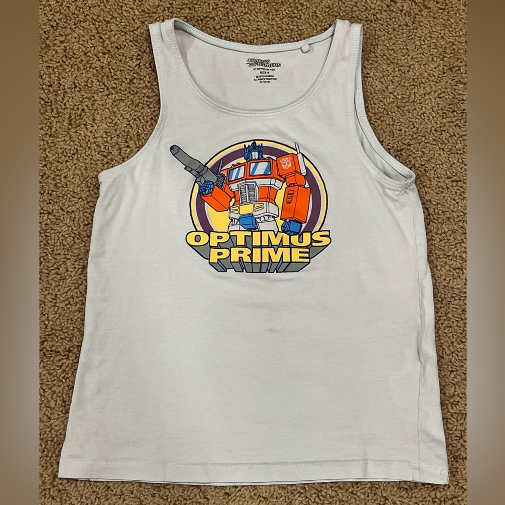 Transformers Boys Optimus Prime Graphic Print Sleeveless Tank Top Size 8